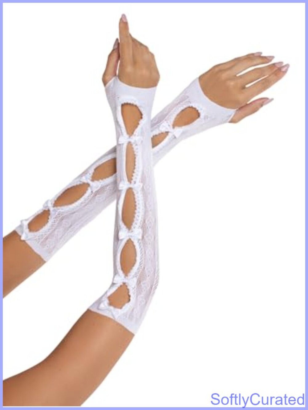 Sweetheart Striped Keyhole Arm Warmers Mini Bow Accents One Size